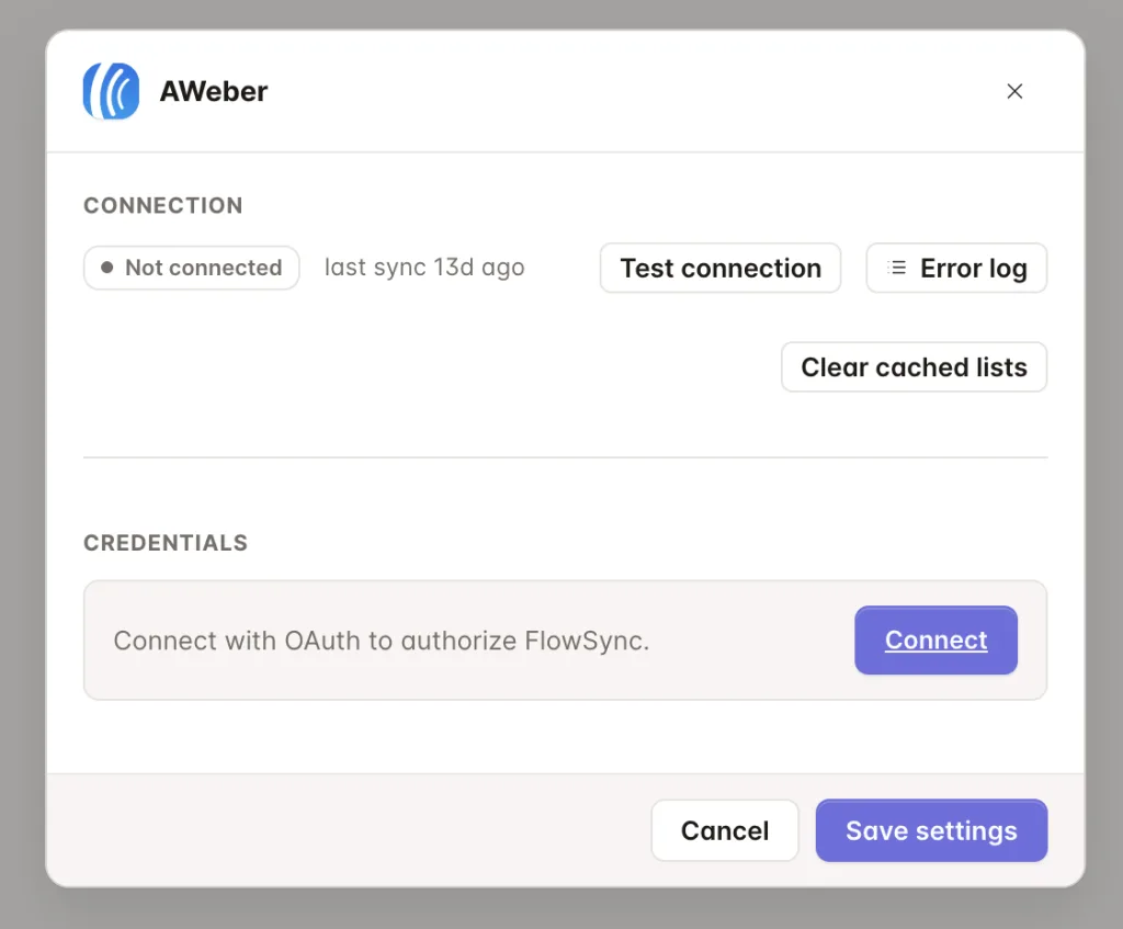 Connect WordPress to AWeber 1 Connect Aweber FlowSync