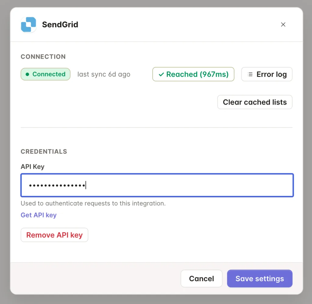 Connect WordPress to SendGrid 1 Sendgrid API Settings FlowSync