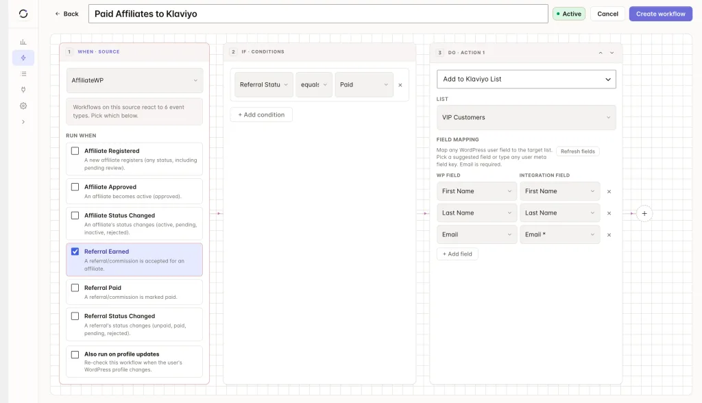 Sync AffiliateWP Affiliates and Referrals to Your CRM 1 Sync Paid AffiliateWP users to Klaviyo