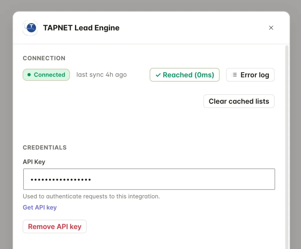 Connect WordPress to TAPNET Lead Engine 2 Tapnet lead magnet API key
