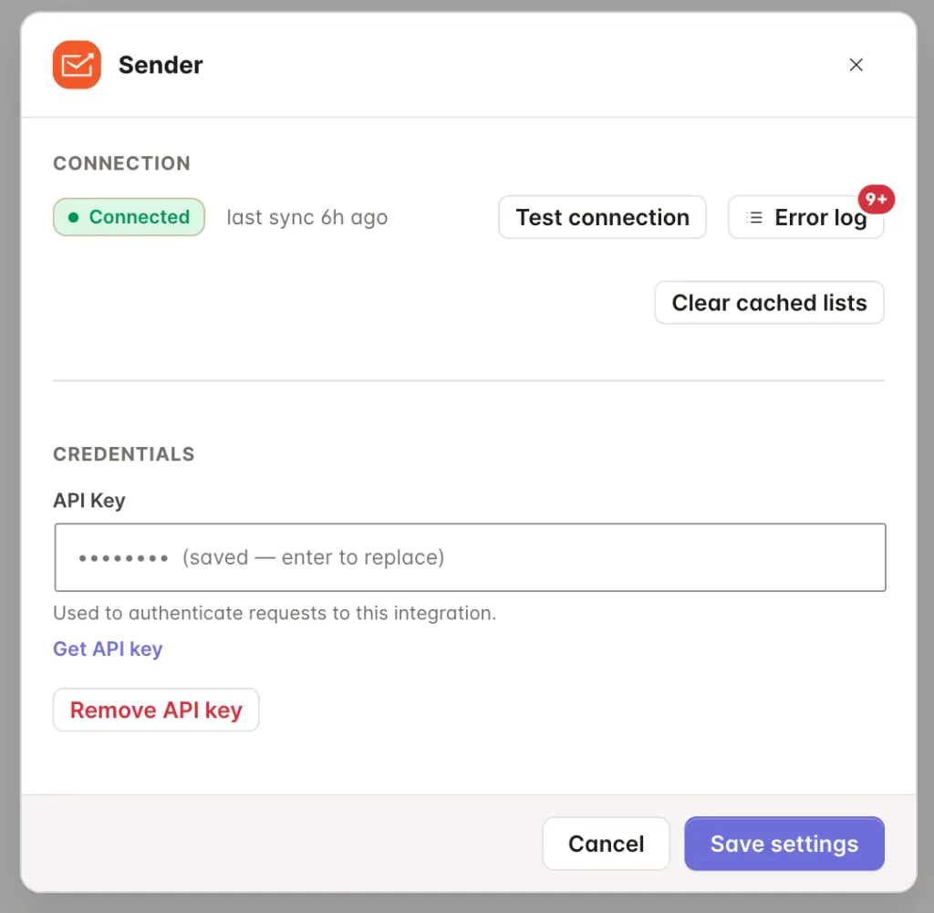 Connect WordPress to Sender 2 Sender API Settings Flowsync